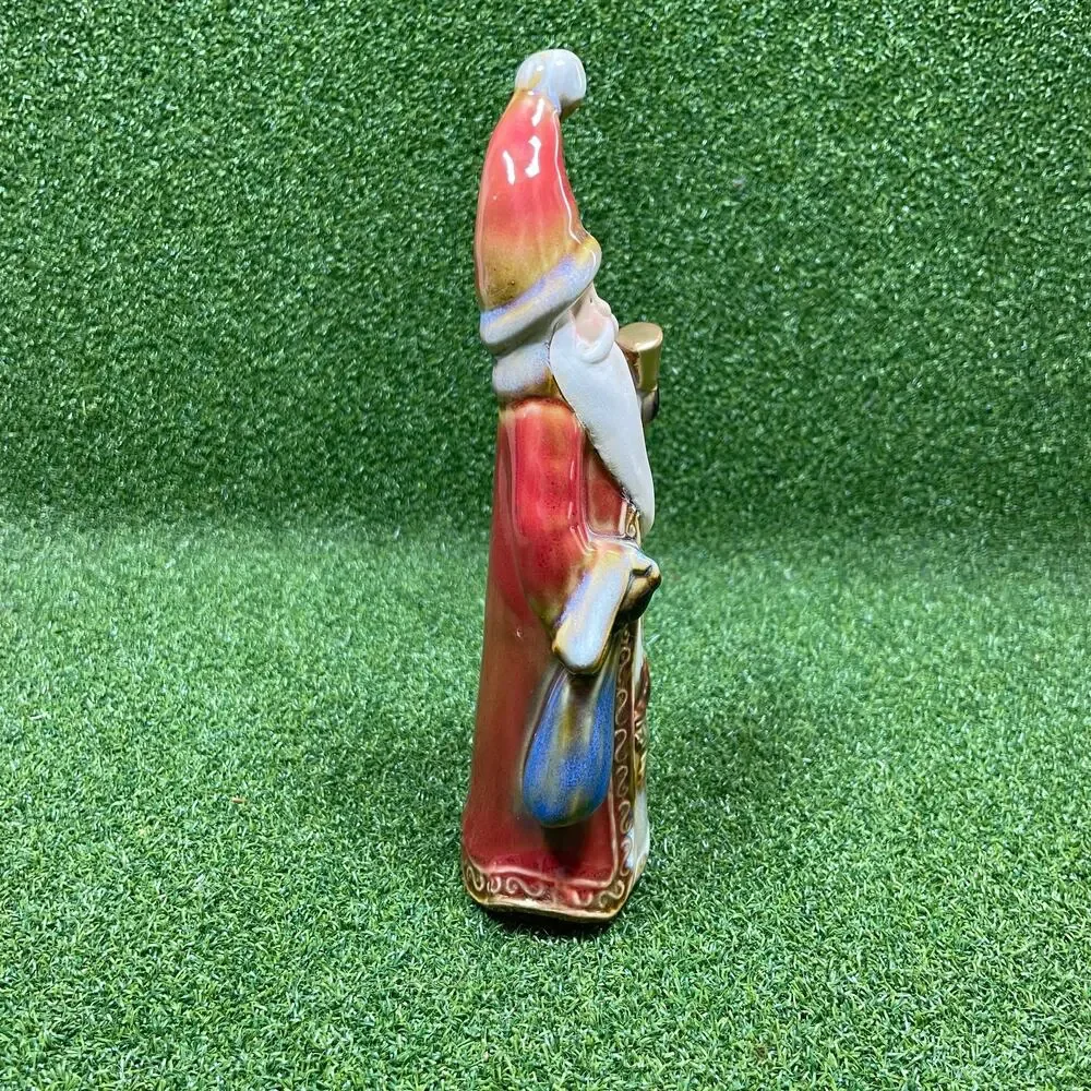Old World Style Glazed Ceramic Santa Claus Figurine 8
